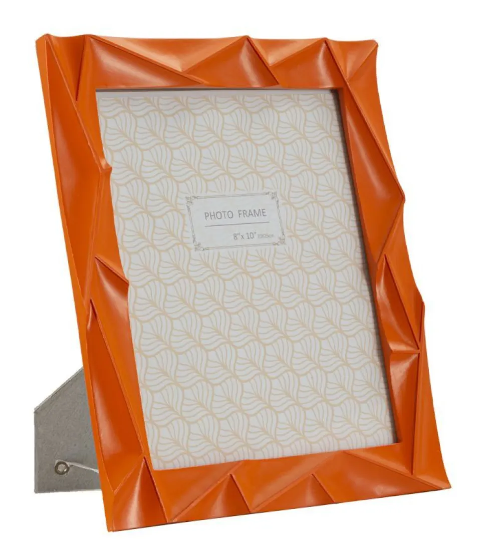 Cadre photo rectangulaire en polyrésine Orange et verre
