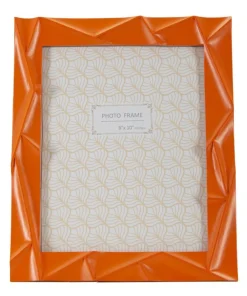 Cadre photo rectangulaire en polyrésine Orange et verre