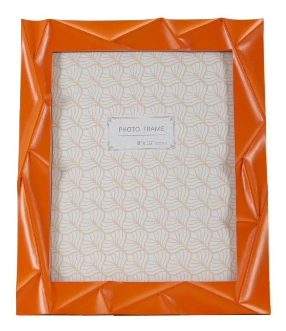 Cadre photo rectangulaire en polyrésine Orange et verre