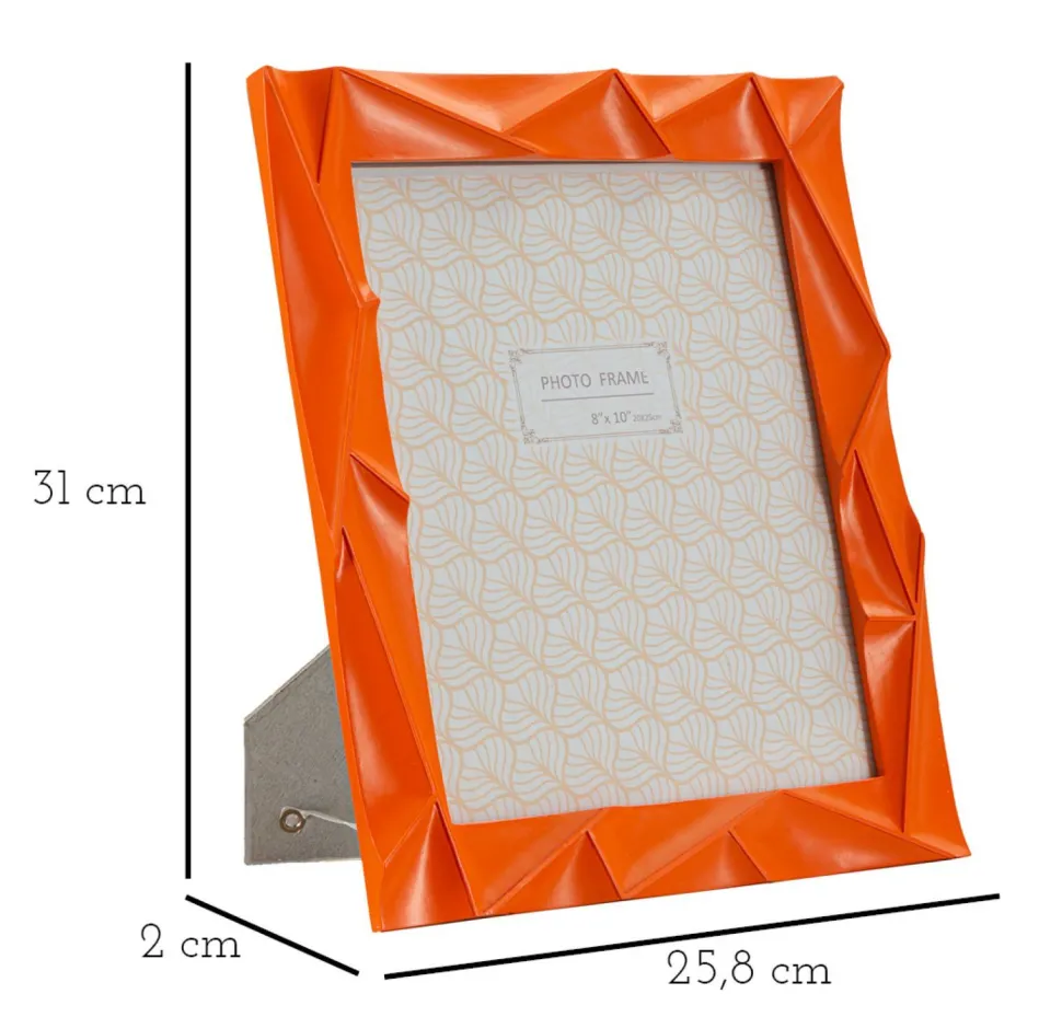 Cadre photo rectangulaire en polyrésine Orange et verre
