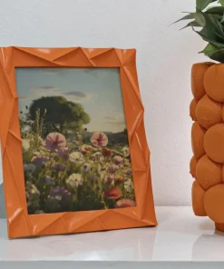 Cadre photo rectangulaire en polyrésine Orange et verre