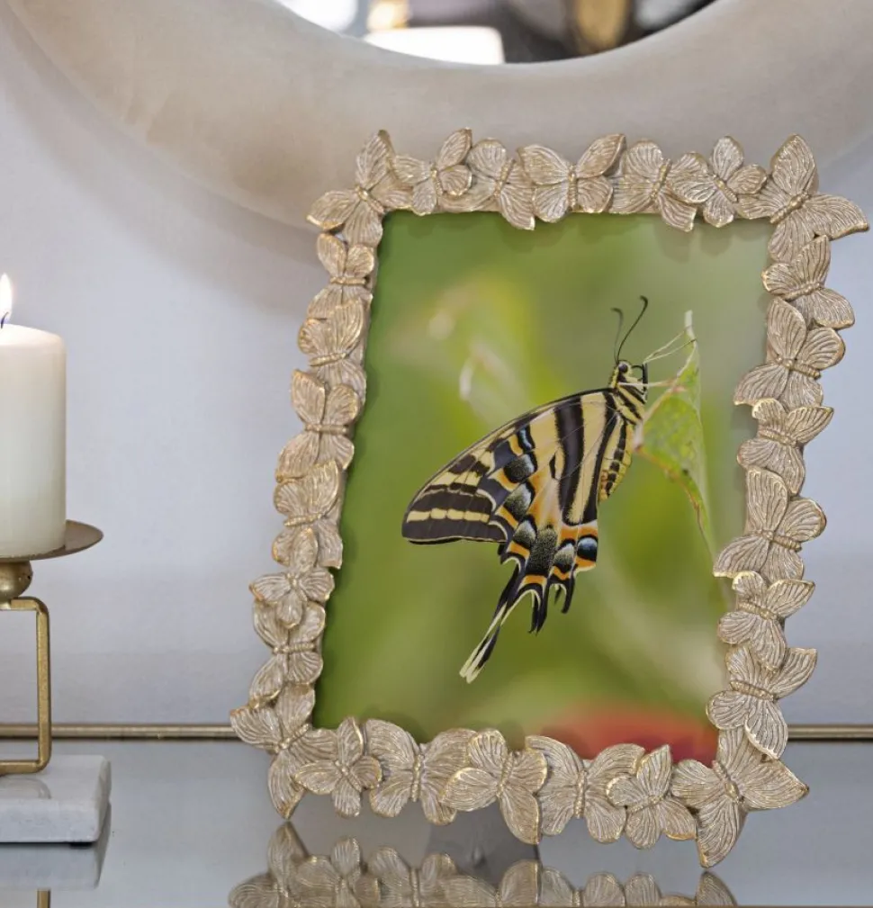 Cadre photo rectangulaire Farfalle Résine Doré Verre