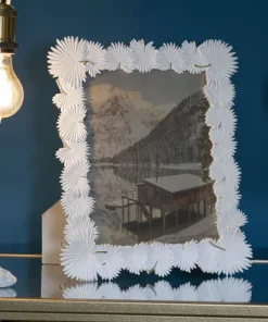 Cadre photo rectangulaire résine blanc et verre