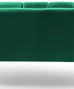 Canapé 2 places arrondi Brenda Velours Vert pieds Or