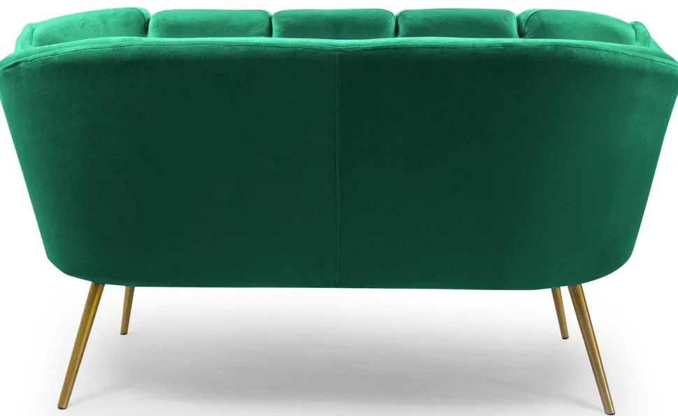 Canapé 2 places arrondi Brenda Velours Vert pieds Or