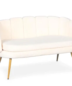 Canapé 2 places arrondi Brenda Tissu bouclette Beige