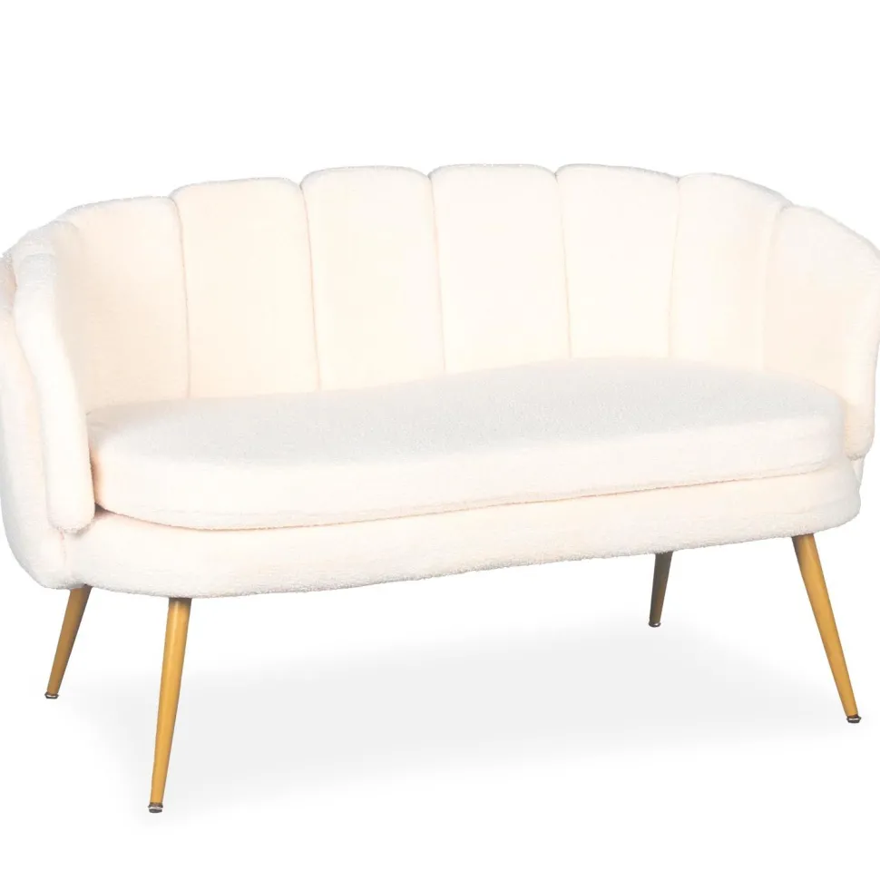 Canapé 2 places arrondi Brenda Tissu bouclette Beige