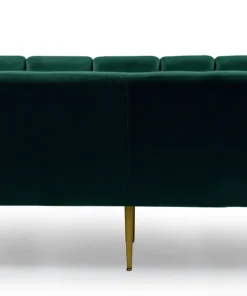 Canapé 3 places arrondi Brenda Velours Vert pieds Or