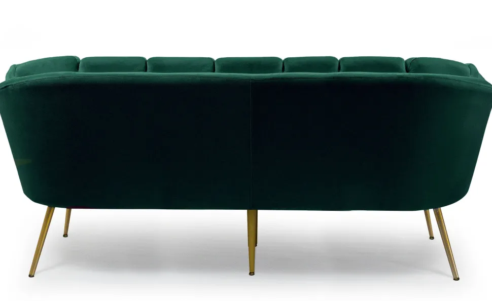 Canapé 3 places arrondi Brenda Velours Vert pieds Or