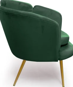 Canapé 3 places arrondi Brenda Velours Vert pieds Or