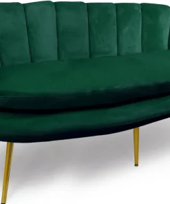 Canapé 3 places arrondi Brenda Velours Vert pieds Or