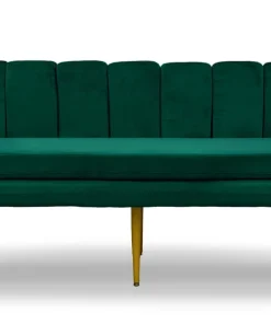 Canapé 3 places arrondi Brenda Velours Vert pieds Or