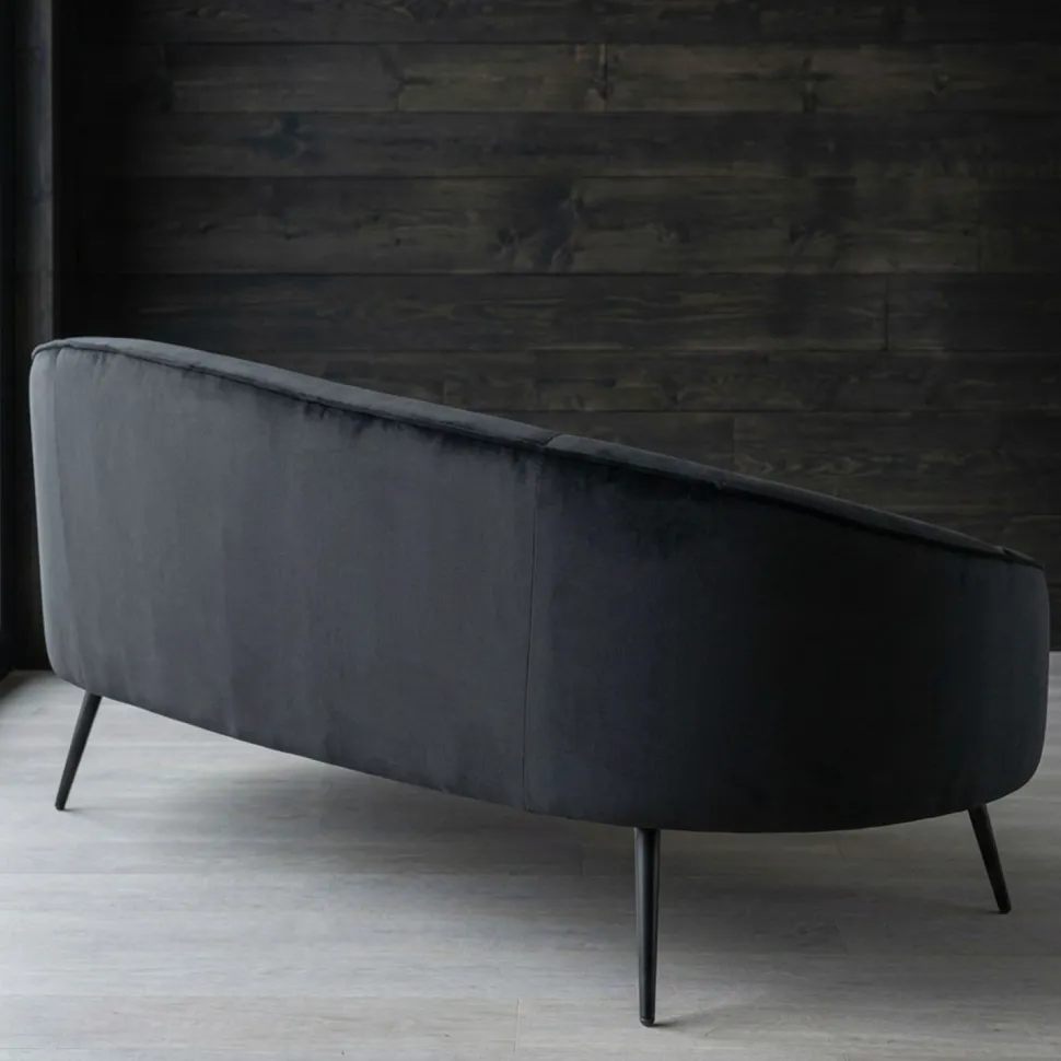 Canapé 3 places asymétrique Brendan Velours Noir