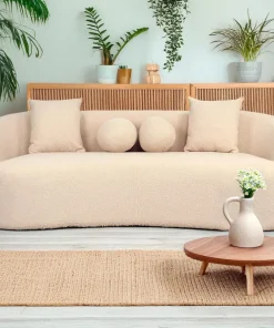 Canapé 4 places au design élégant et incurvé Alex XL Tissu bouclette Beige