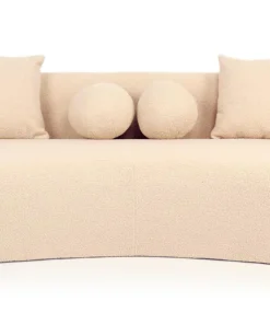 Canapé 4 places au design élégant et incurvé Alex XL Tissu bouclette Beige