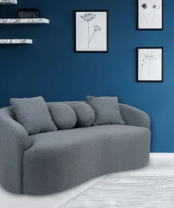 Canapé 3 places au design élégant et incurvé Alex Tissu bouclette Gris