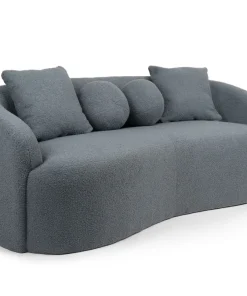 Canapé 3 places au design élégant et incurvé Alex Tissu bouclette Gris
