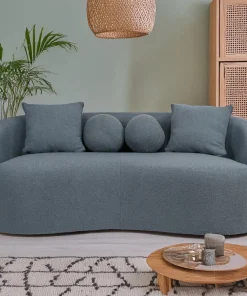 Canapé 3 places au design élégant et incurvé Alex Tissu bouclette Gris