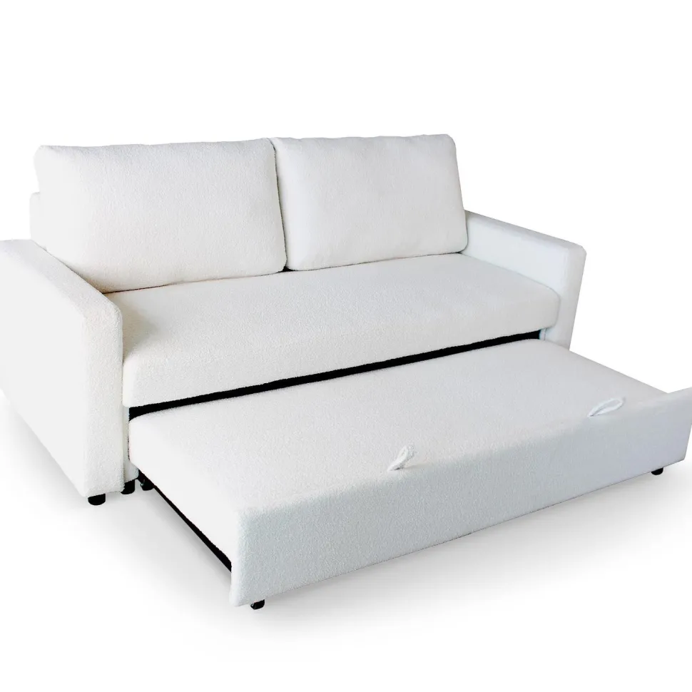 Canapé 3 places Convertible Saphir Tissu Bouclette Écru