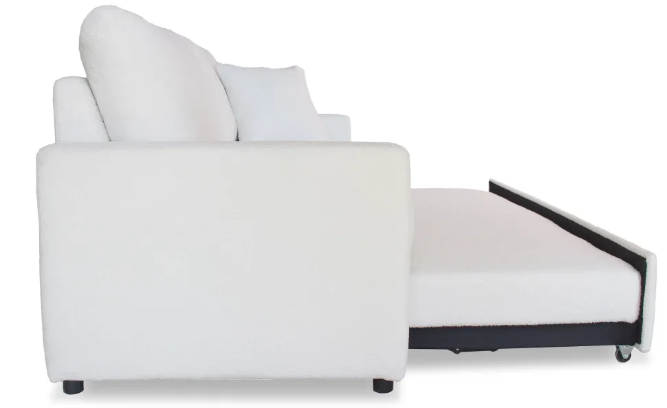 Canapé 3 places Convertible Saphir Tissu Bouclette Écru