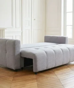 Canapé 3 places convertible Stylian Tissu Gris clair