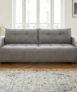 Canapé 3 places convertible Stylian Tissu Gris clair