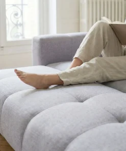 Canapé 3 places convertible Stylian Tissu Gris clair
