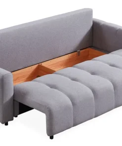 Canapé 3 places convertible Stylian Tissu Gris clair