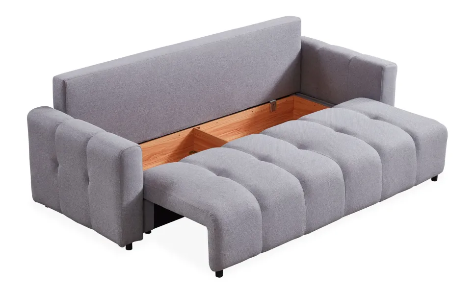 Canapé 3 places convertible Stylian Tissu Gris clair