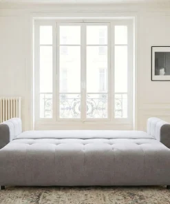 Canapé 3 places convertible Stylian Tissu Gris clair