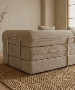 Canapé 3 places convertible et modulable Bergerac Velours côtelé Taupe Clair