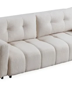 Canapé 3 places convertible Stylian Tissu bouclette Crème