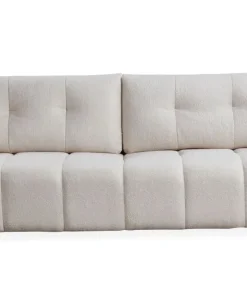 Canapé 3 places convertible Stylian Tissu bouclette Crème