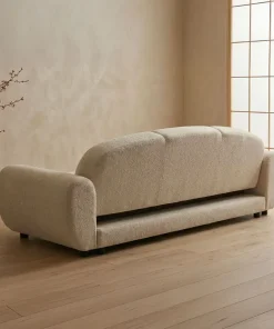 Canapé 3 places convertible dossier et accoudoirs arrondis Oliver Tissu texturé Beige