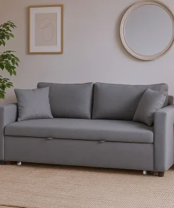 Canapé 3 places Convertible Saphir Tissu Gris Clair