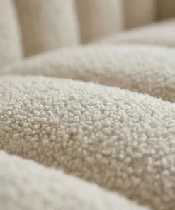 Canapé 2 Places design coquillage Horizan Tissu bouclette Crème