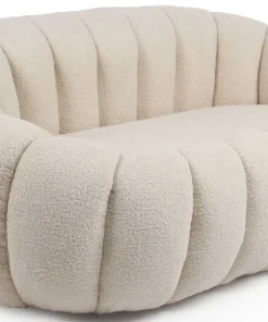 Canapé 2 Places design coquillage Horizan Tissu bouclette Crème