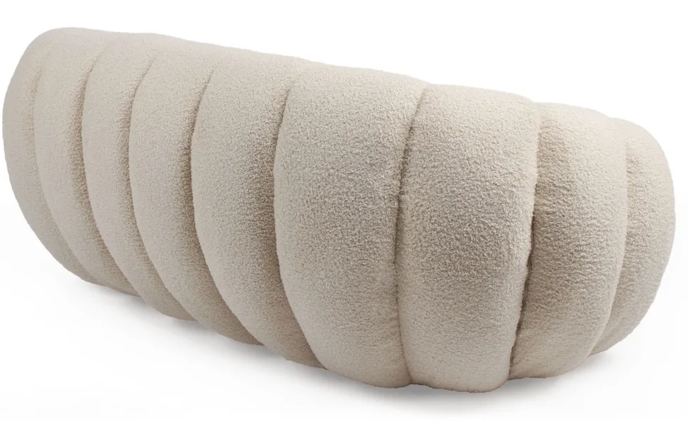 Canapé 2 Places design coquillage Horizan Tissu bouclette Crème