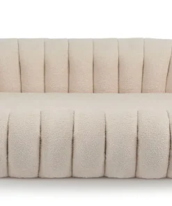 Canapé 3 Places design coquillage Horizan Tissu bouclette Crème