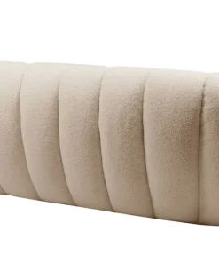 Canapé 3 Places design coquillage Horizan Tissu bouclette Crème