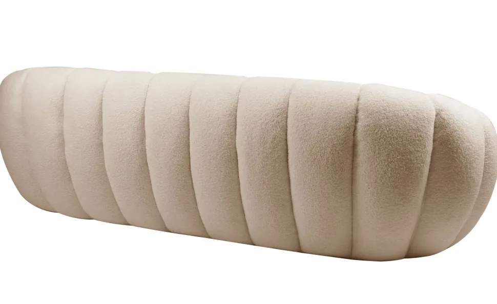Canapé 3 Places design coquillage Horizan Tissu bouclette Crème