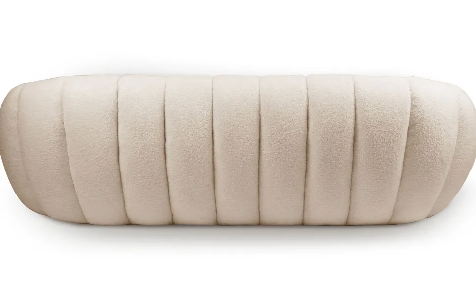 Canapé 3 Places design coquillage Horizan Tissu bouclette Crème