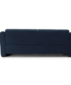 Canapé 2 places design Maximilien Métal doré et Velours côtelé Bleu foncé