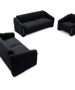 Canapé 2 places design Maximilien Métal doré et Velours côtelé Noir