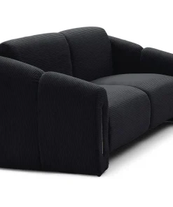 Canapé 2 places design Maximilien Métal doré et Velours côtelé Noir
