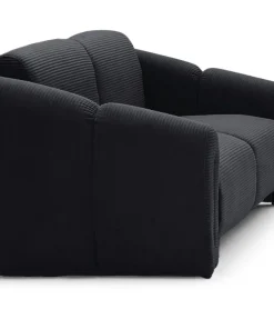Canapé 2 places design Maximilien Métal doré et Velours côtelé Noir