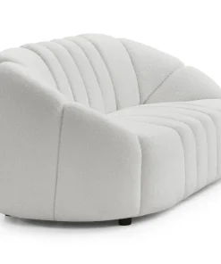 Canapé 2 places design Sidonie Tissu bouclette Blanc