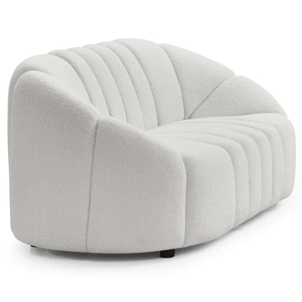 Canapé 2 places design Sidonie Tissu bouclette Blanc