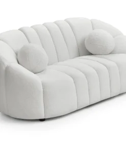 Canapé 2 places design Sidonie Tissu bouclette Blanc