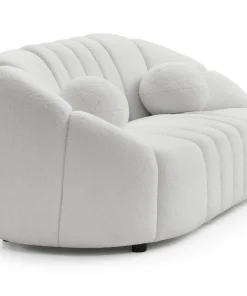 Canapé 2 places design Sidonie Tissu bouclette Blanc